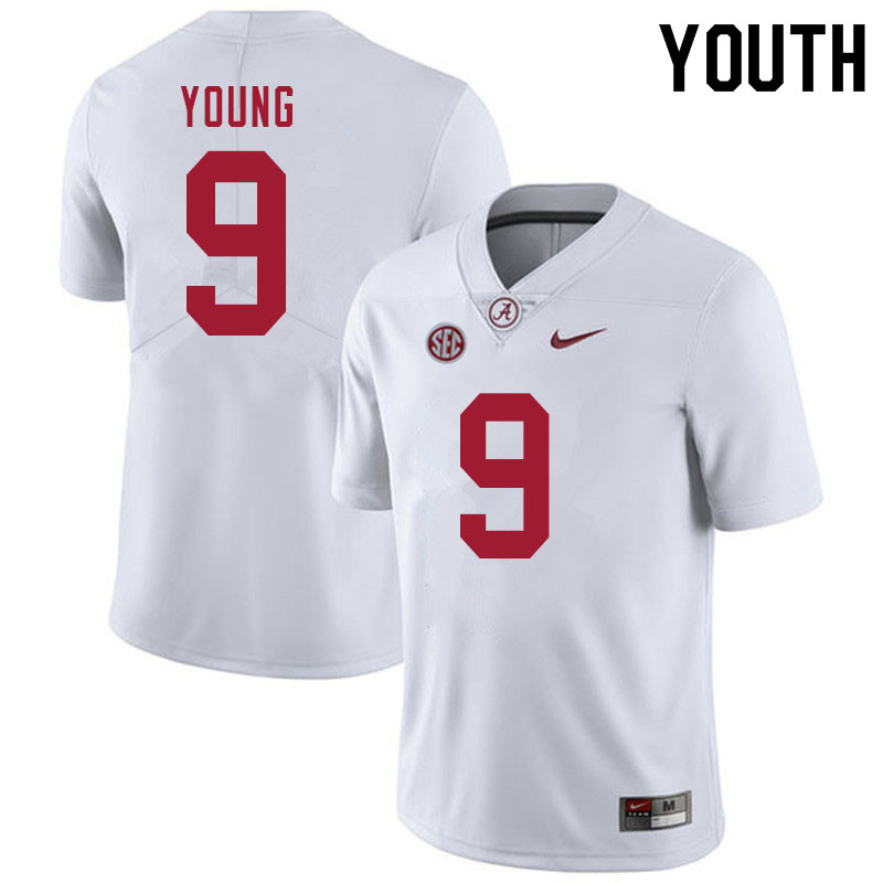 Alabama Crimson Tide Youth Bryce Young #9 White NCAA Nike Authentic Stitched 2020 College Football Jersey HN16L48FE